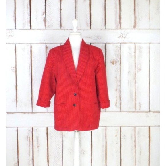 Jackets & Blazers - Vintage red black pin striped blazer jacket